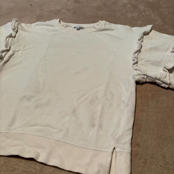 Time and Tru Ruffle Sleeve Sweatshirt | Cream | Size M (8–10) - Picture 2 of 6